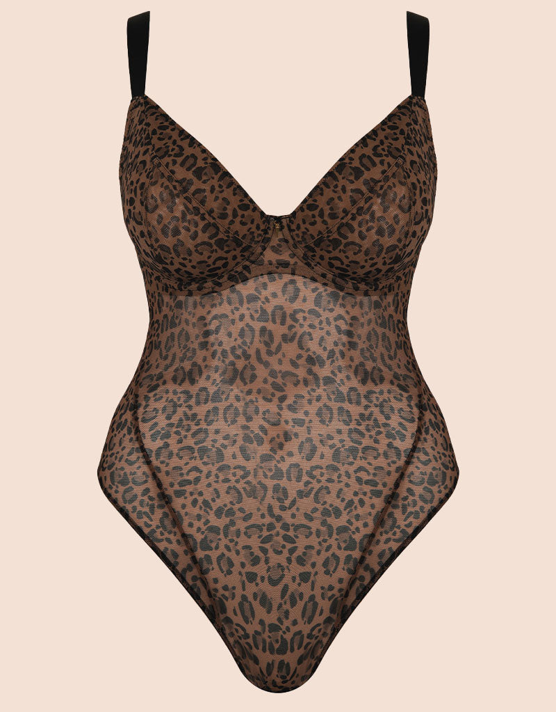 Curvy Kate Cool Cat Plunge Body Leopard Brown
