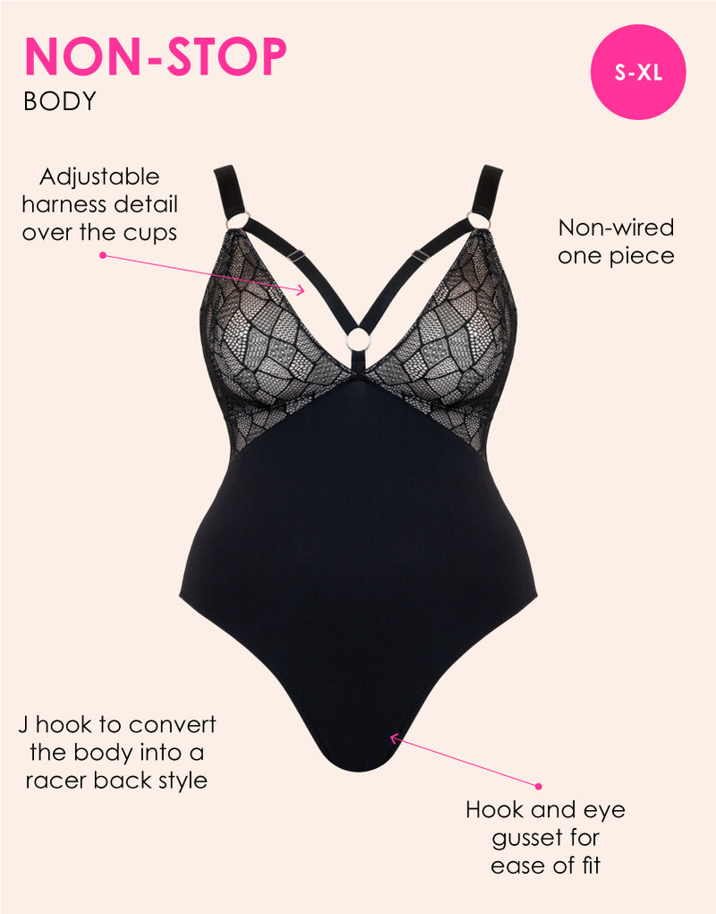 Curvy Kate Non-Stop Stretch Body Black/Pink