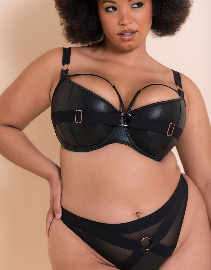 Scantilly Harnessed Padded Half Cup Bra Black