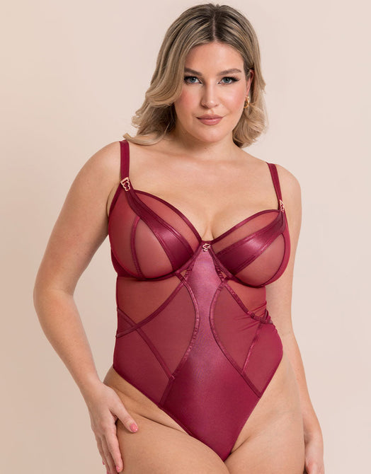 Scantilly Suspense Plunge Bodysuit Sangria