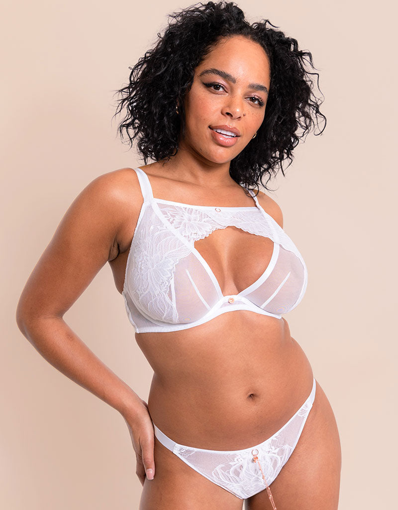 Scantilly Unveiled Deep Plunge Bra White