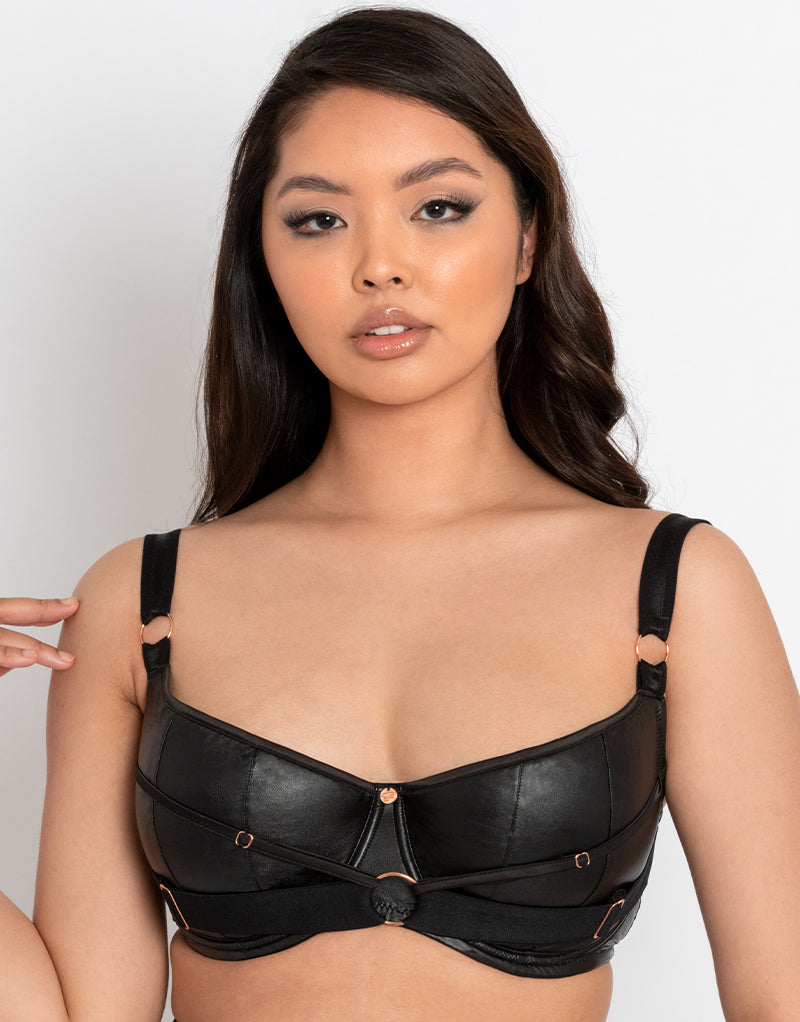 Scantilly Harnessed Padded Half Cup Bra Black