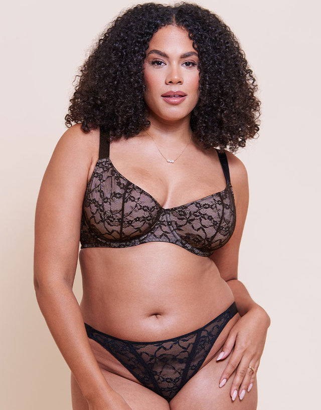 Curvy Kate All Night Lace Tanga Black/Blush