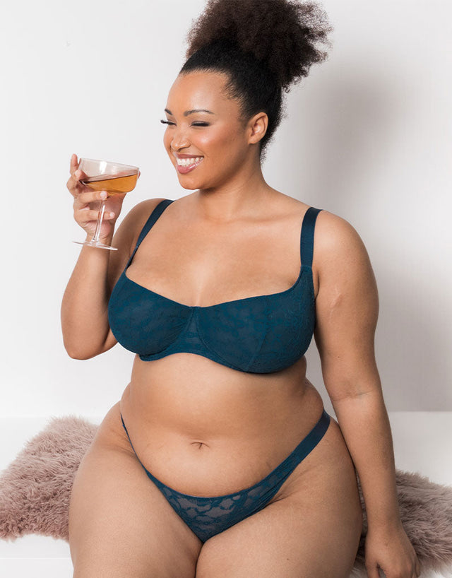 Curvy Kate All Night Lace Scooped Multiway Balcony Bra Denim Blue