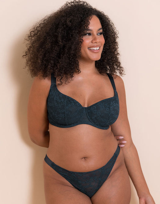 Curvy Kate All Night Lace Scooped Multiway Balcony Bra Denim Blue