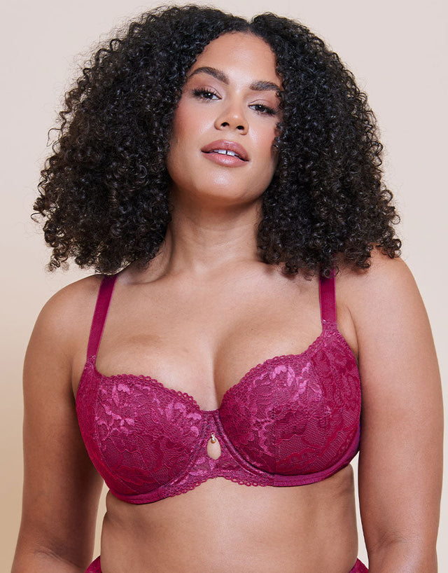 Curvy Kate Boost Sweetheart Padded Balcony Bra Magenta Pink