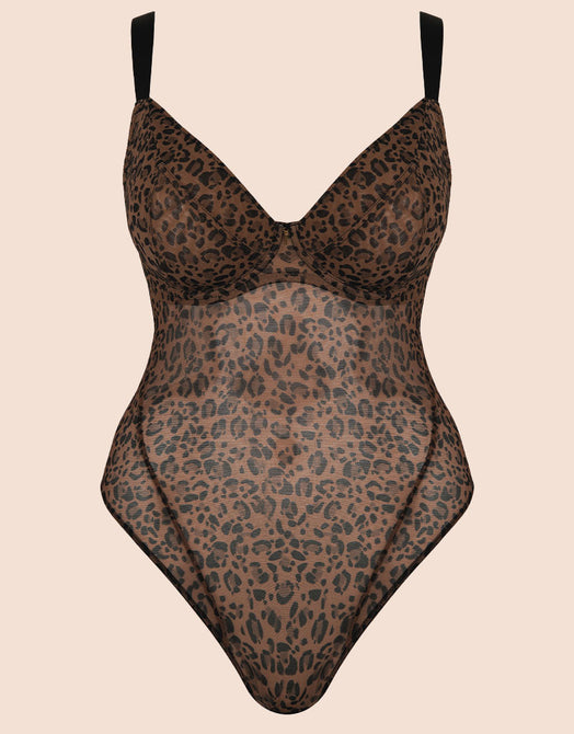 Curvy Kate Cool Cat Plunge Body Leopard Brown
