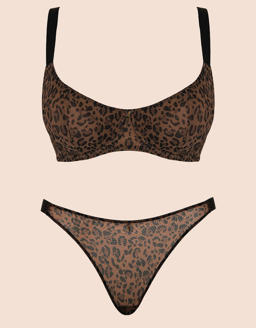 Curvy Kate Cool Cat Scooped Multiway Balcony Bra Leopard Brown