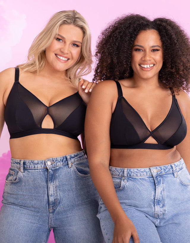 Models are wearing sizes 32H and 32G