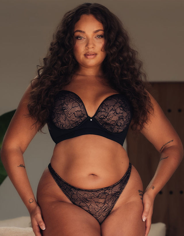 Curvy Kate Hey Girls Thong Black/Latte