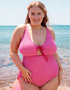 Curvy Kate Holiday Check Non Wired Swimsuit Raspberry Pink