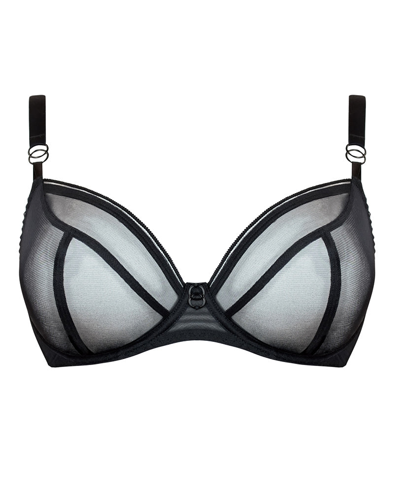 Women's Curvy Couture 1129 Essentials Sexy Plunge Underwire Bra (Black 36H)  