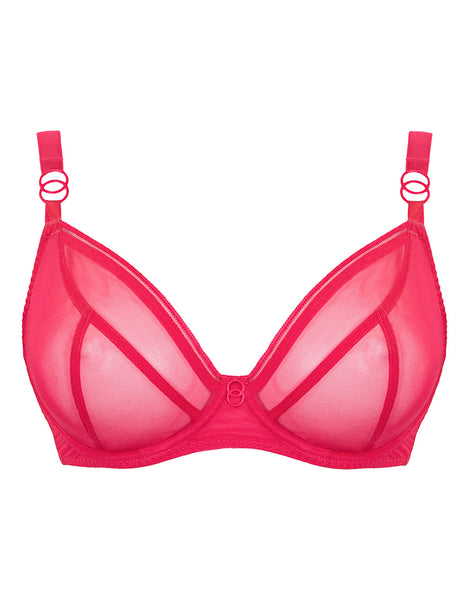Plus Size Fashion Plunge Underwire Hot Pink Bra
