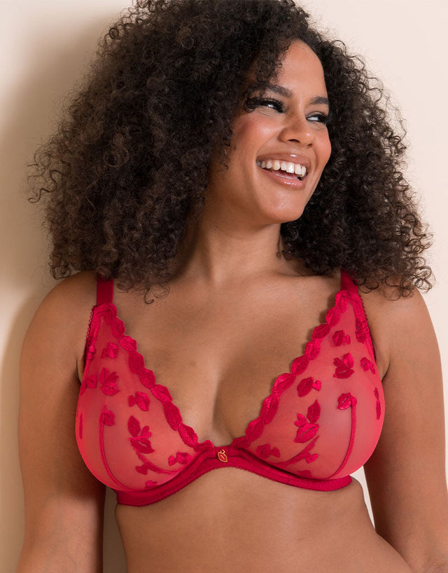 Curvy Kate Pucker Up Deep Plunge Bra Lipstick Red