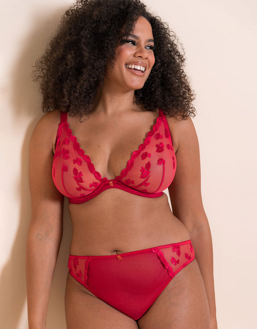 Curvy Kate Pucker Up Deep Plunge Bra Lipstick Red