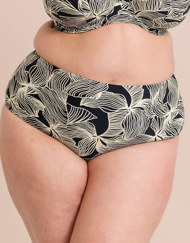 Curvy Kate Ripple Reef High Waist Bikini Brief Black Print