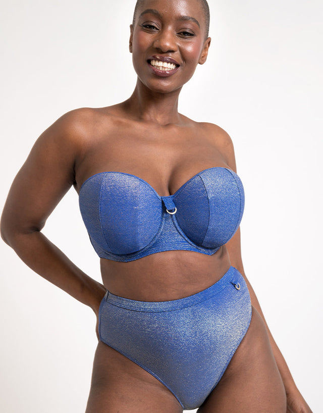 Curvy Kate Sapphire Seas High Waist Bikini Brief Blue Sparkle