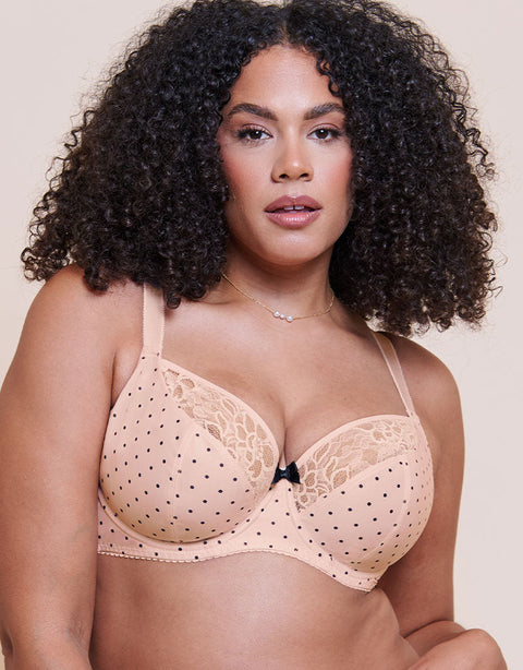 Curvy Kate Spellbound Balcony Bra Cream Polka Dot Print – Curvy Kate US