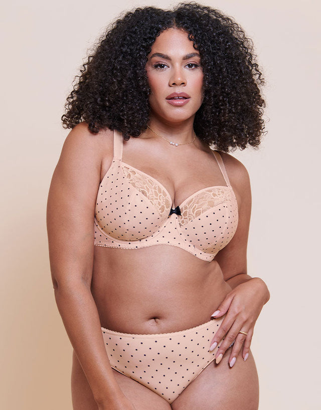 Curvy Kate Spellbound Printed Balcony Bra Cream Polka Dot Print