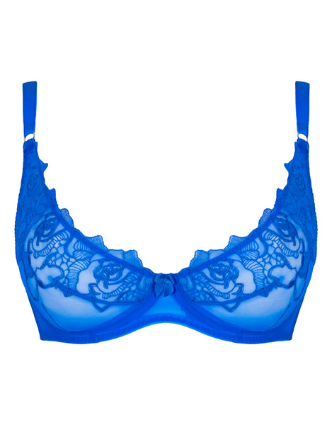 Curves Club Lingerie - Demi Plunge Moulded Bra in the vibrant Pacific blue  colourway. Featuring a sweetheart neckline for uplift and an enhanced  cleavage. Seam-free moulded cups offer a smooth rounded silhouette