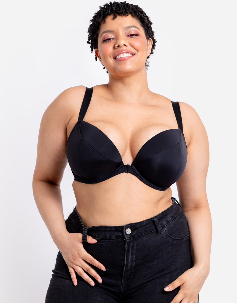 Buy Padded Non-Wired Demi Cup Multiway Plunge Bralette in Black