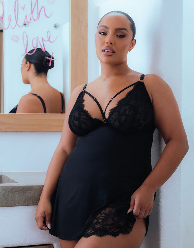 Scantilly Embrace Wired Deep Plunge Chemise Black