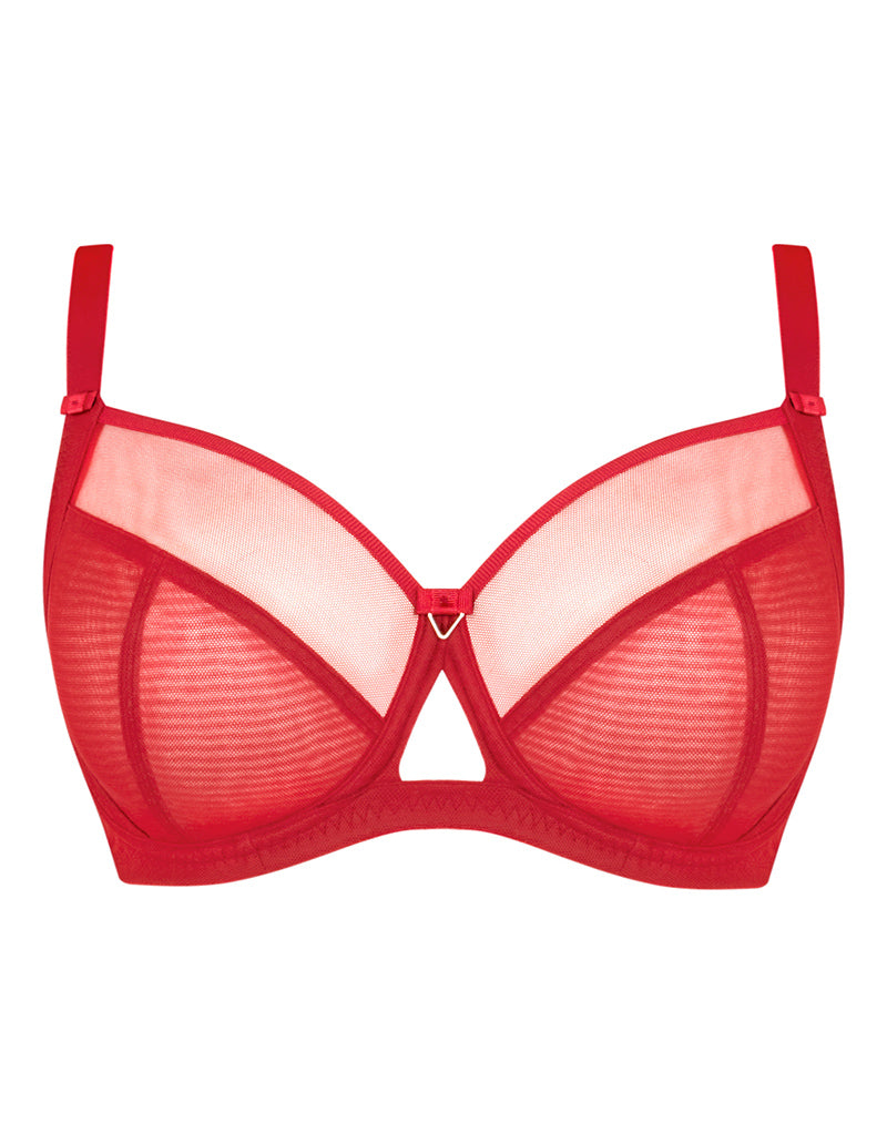 Padded lace balconette bra - Red - Ladies
