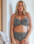 Curvy Kate Wild Horizon Padded Balcony Bikini Top Black Print