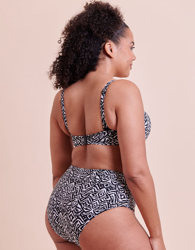 Curvy Kate Wild Horizon Bandeau Strapless Multiway Bikini Top Black Print