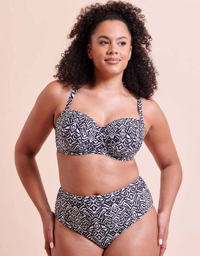 Curvy Kate Wild Horizon High Waist Bikini Brief Black Print