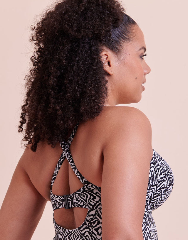 Curvy Kate Wild Horizon Padded Plunge Swimsuit Black Print