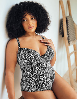 Curvy Kate Wild Horizon Padded Plunge Swimsuit Black Print