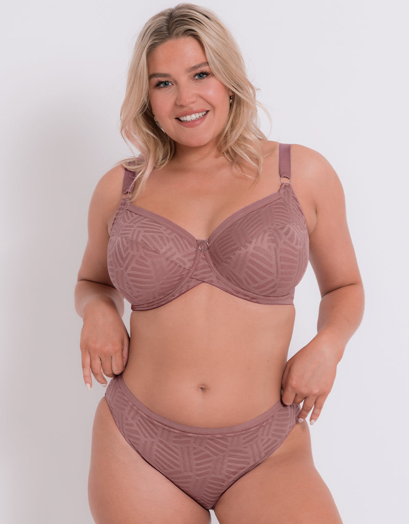 We Are We Wear geo lace non padded balconette bra in green
