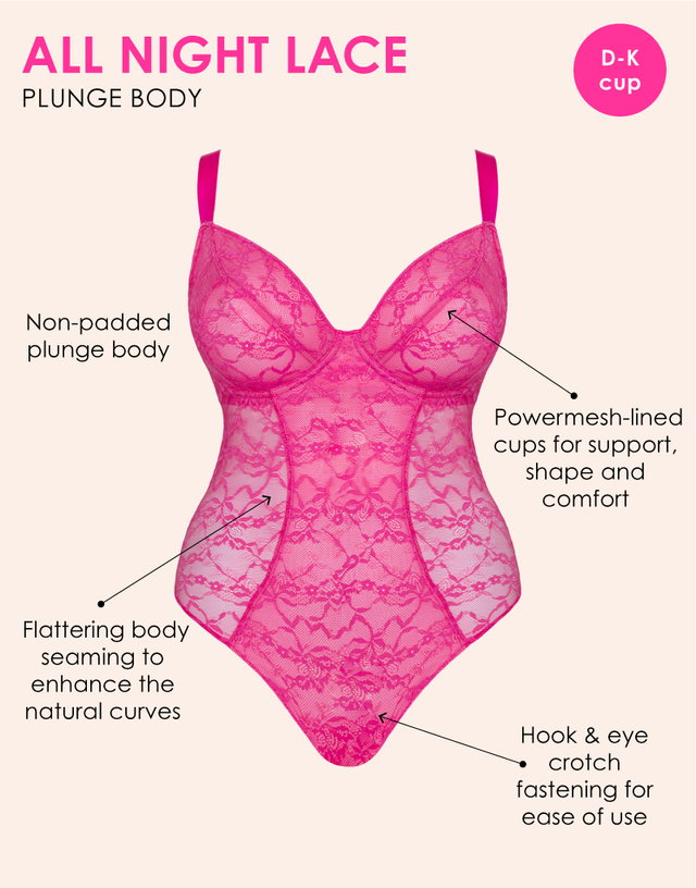 Curvy Kate All Night Lace Plunge Body Hot Pink/ Blush
