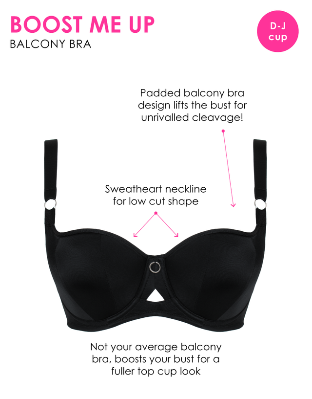 Curvy Kate Boost Me Up Padded Balcony Bra Black