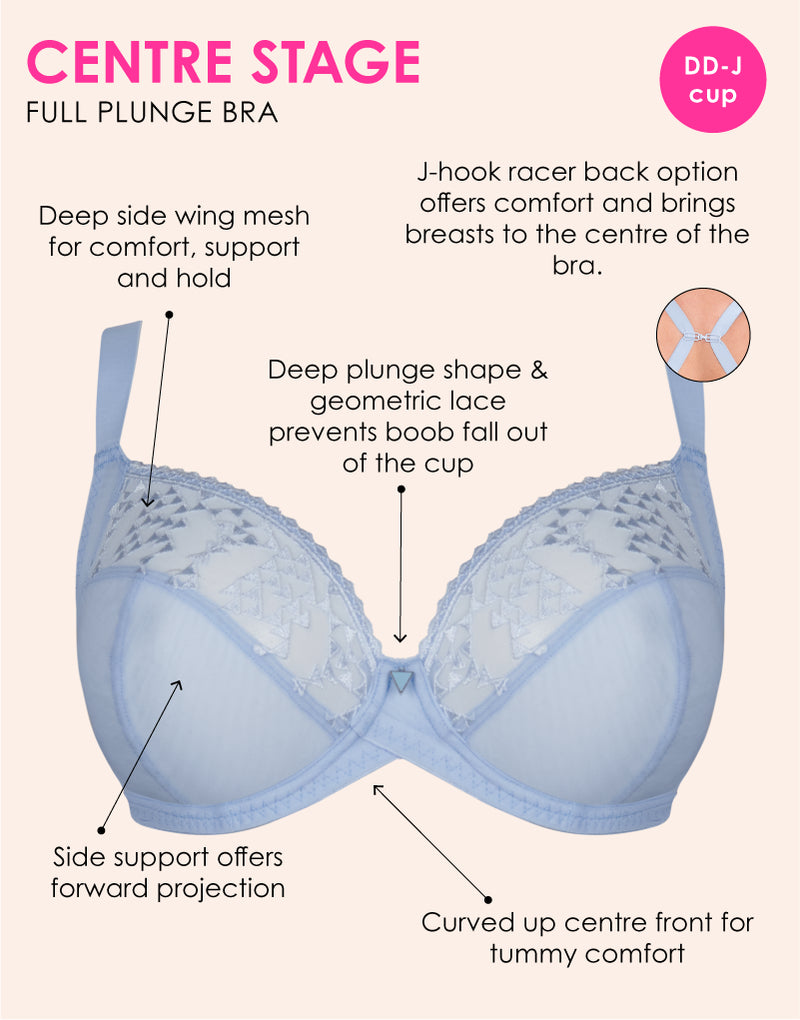 Curvy Kate Centre Stage Full Plunge Side Support Bra Icy Blue Curvy