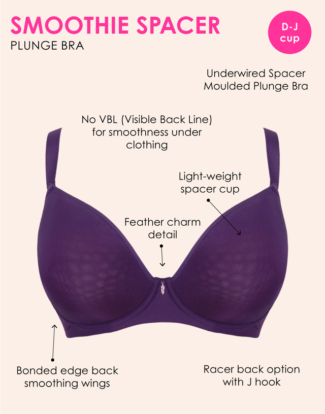 Curvy Kate Smoothie Spacer Moulded T-Shirt Plunge Bra Deep Purple