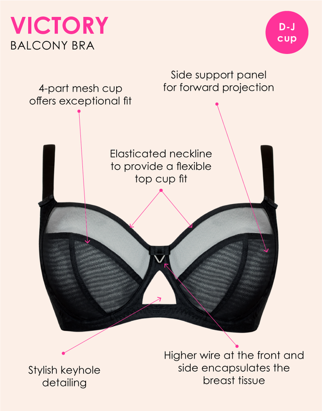 Curvy Kate Victory Side Support Balcony Bra Black