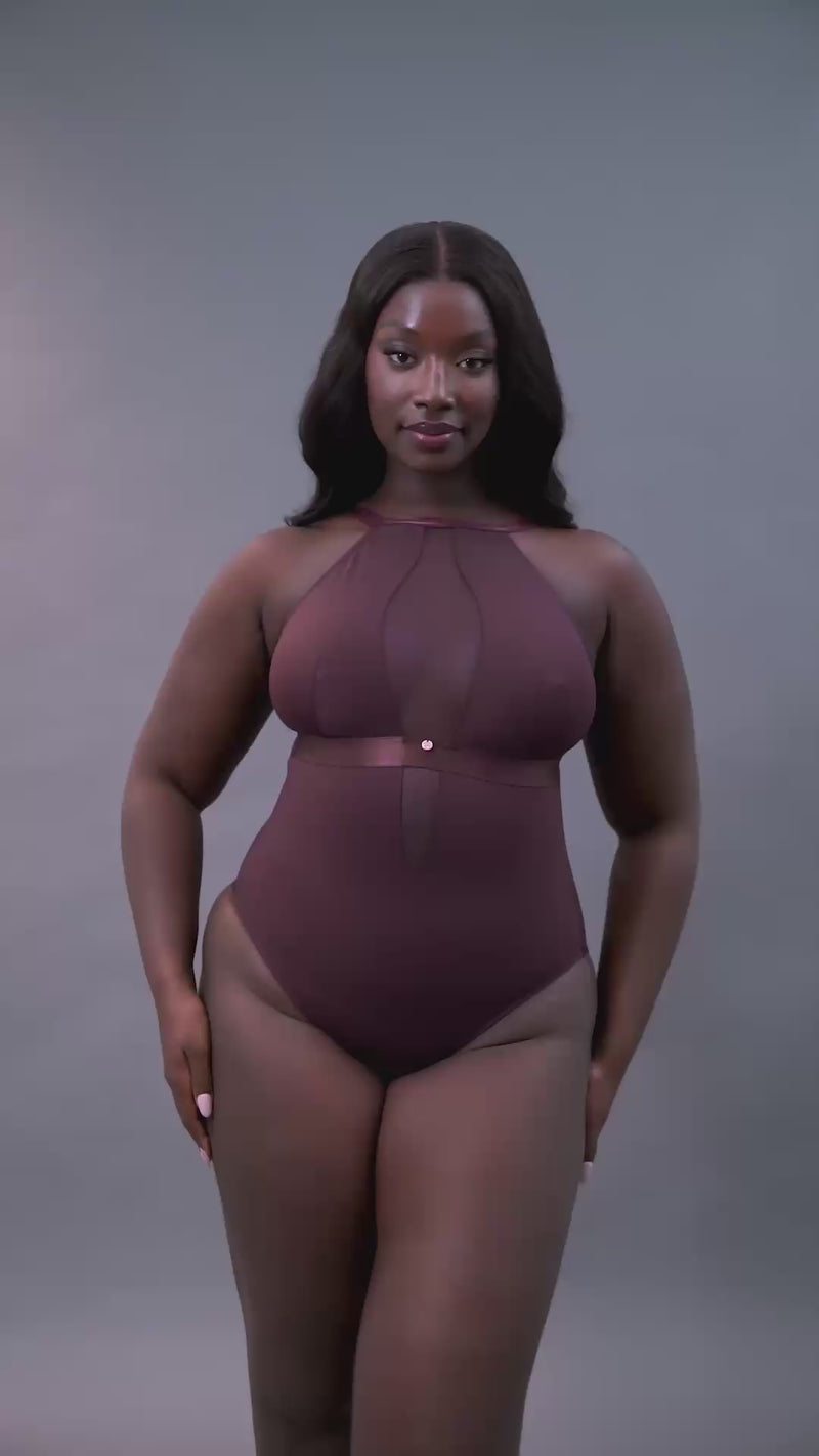 Get a 360 look at our Scantilly Swerve non-wired high neck body in Mulberry Purple