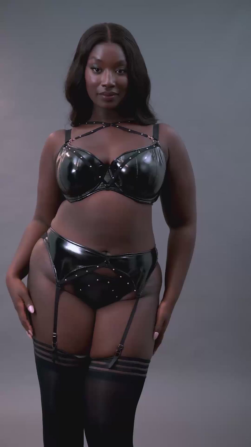 Get a 360 look at the Scantilly Studded Seduction padded half cup bra in Black