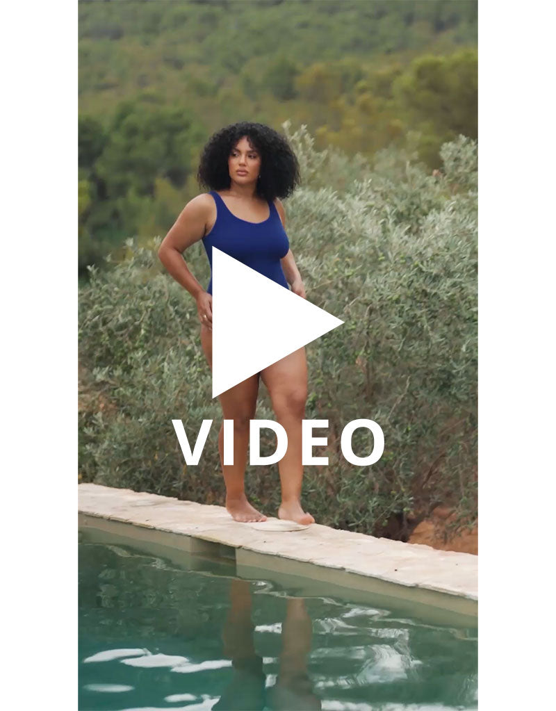 Watch the video lookbook for the Curvy Kate Deep Dive swimsuit in Cobalt Blue