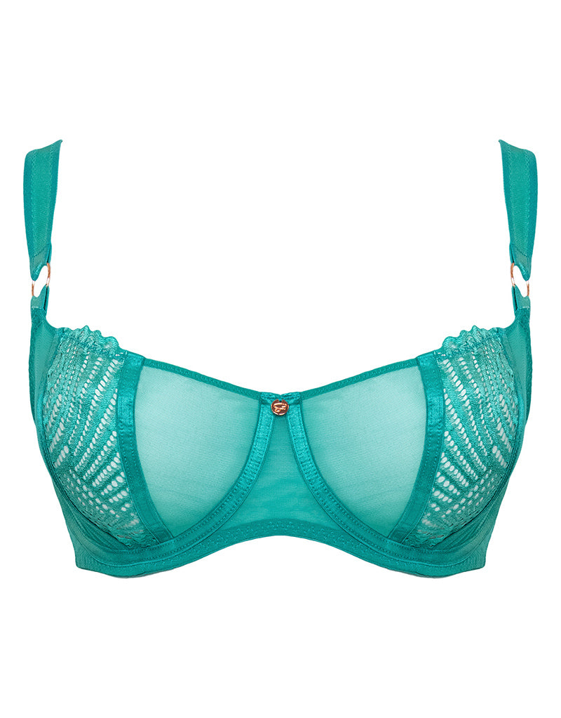 Buy Non-Padded Non-Wired Full Cup Printed Bra in Teal Green - 100