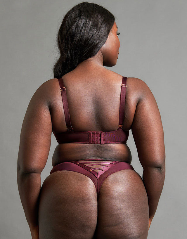 Scantilly Laced Up High Waist Thong Merlot