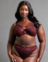 Scantilly Laced Up Plunge Bra Merlot
