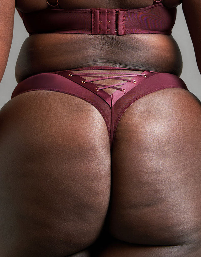 Scantilly Laced Up High Waist Thong Merlot
