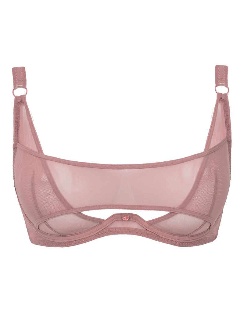 Lace and Mesh Push-up Teddy - Candy pink