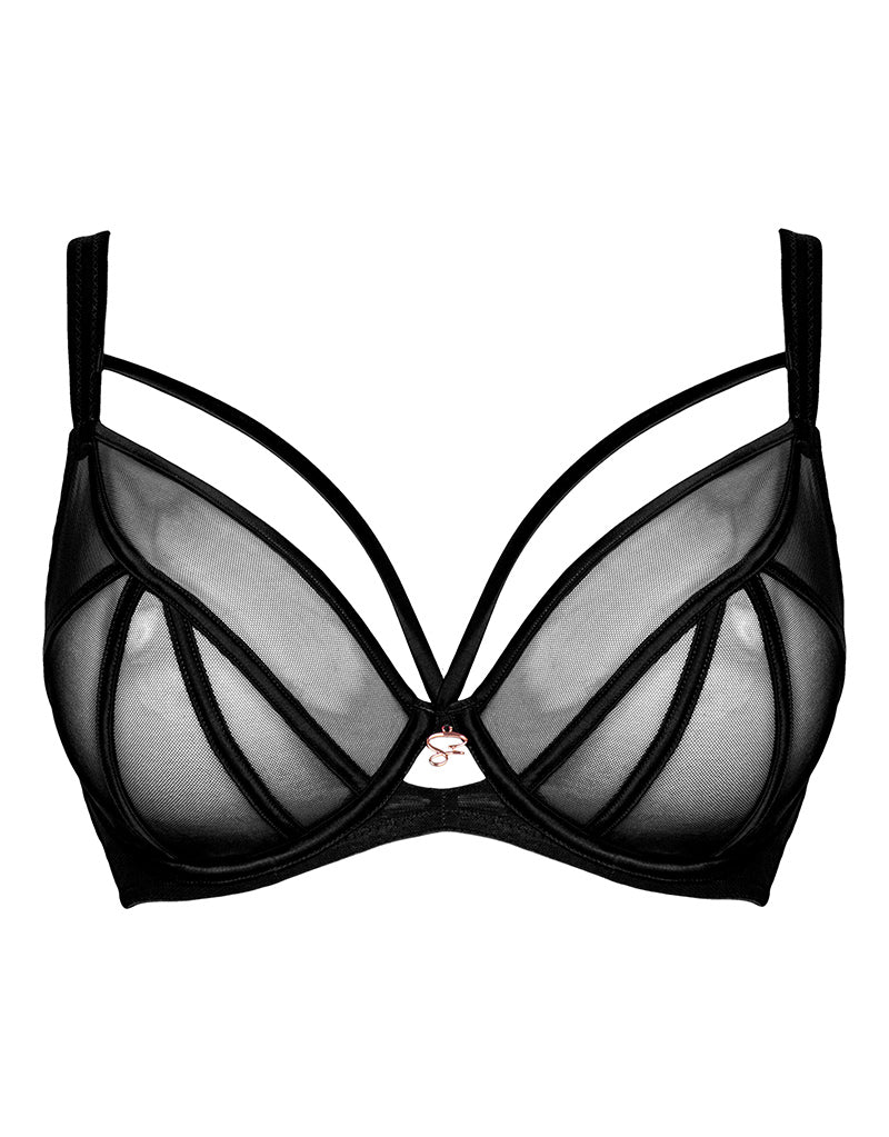 Scantilly Key to My Heart Padded Half Cup Bra in Black - Busted Bra Shop
