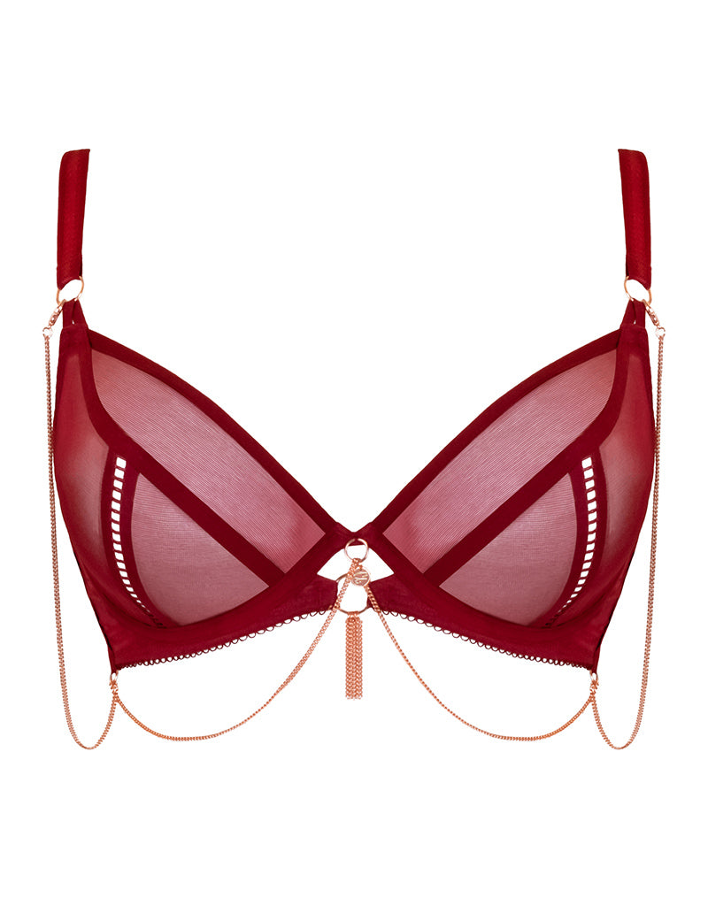 Push-up Bra and Panties Set in Red and Cream Colour With Lace -  Canada