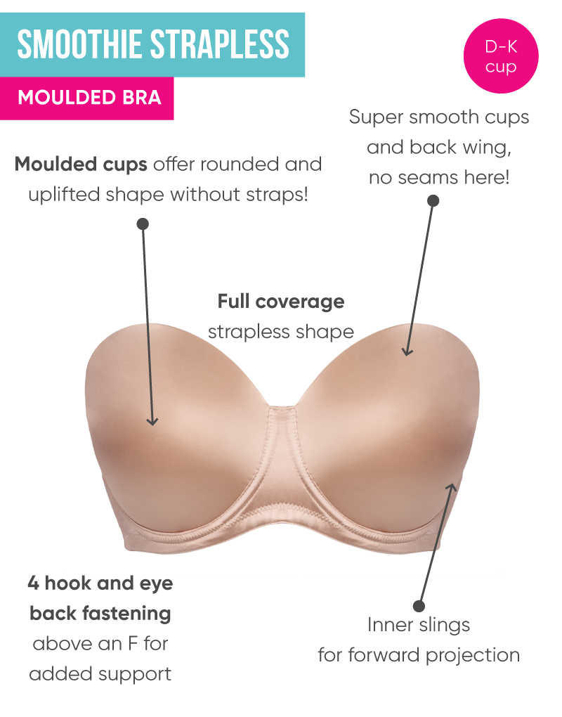 Smoothing - Underwired Moulded Strapless Bra: Nude: UK42 / EUR95