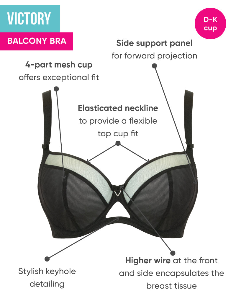 Curvy Kate Victory Black Balcony Bra Curvy Kate US